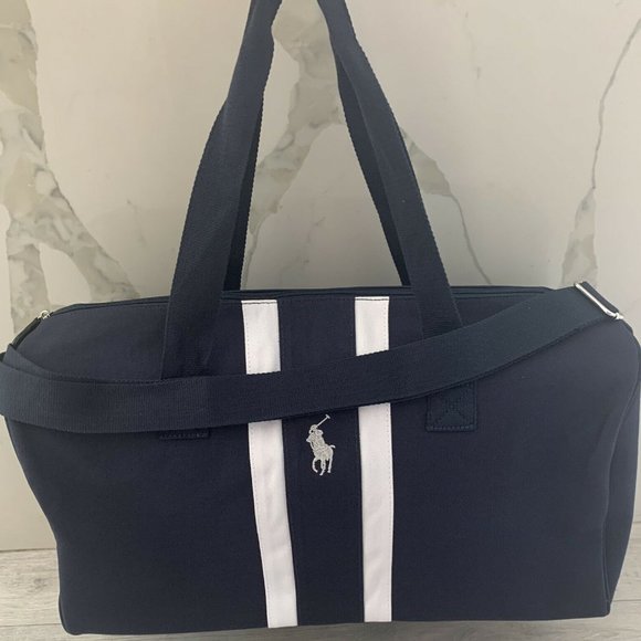 RALPH LAUREN Fragrances dark blue duffle gym weekender overnight bag NEW - Picture 2 of 7